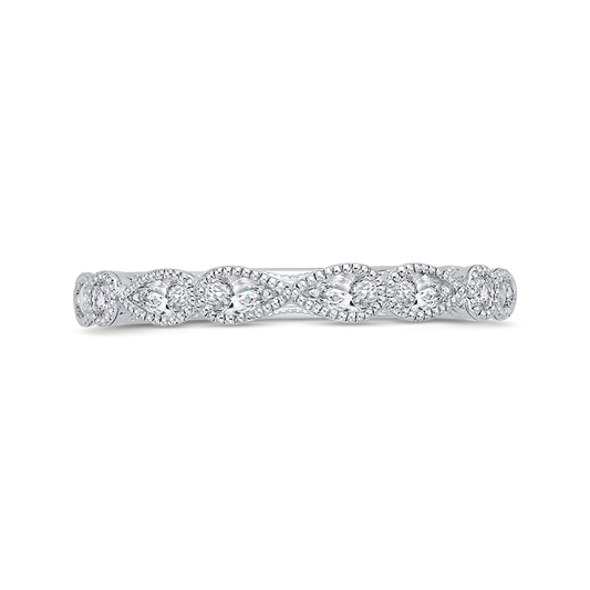 Pear Cut Round Diamond Half-Eternity Wedding Band in 14K White Gold