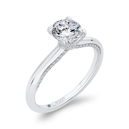 Round Diamond Halo Engagement Ring in 14K White Gold (Semi-Mount)