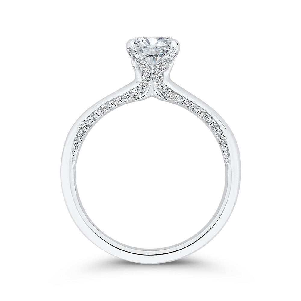 Round Diamond Halo Engagement Ring in 14K White Gold (Semi-Mount)