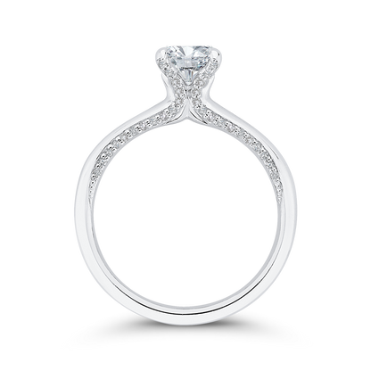 Round Diamond Halo Engagement Ring in 14K White Gold (Semi-Mount)