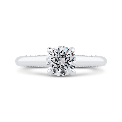 Round Diamond Halo Engagement Ring in 14K White Gold (Semi-Mount)