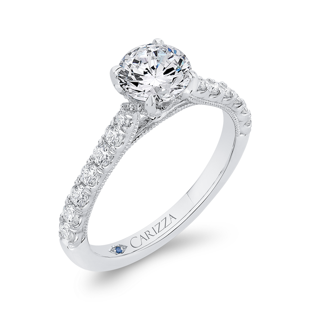 Round Diamond Engagement Ring in 14K White Gold (Semi-Mount)