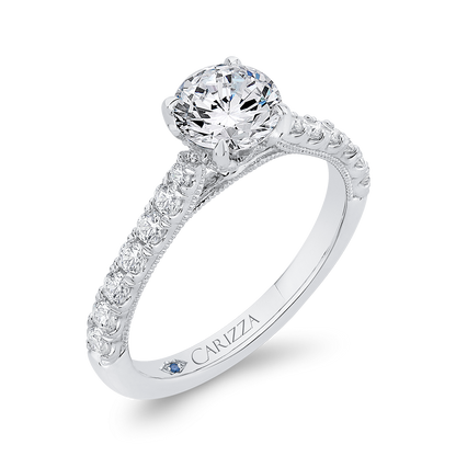 Round Diamond Engagement Ring in 14K White Gold (Semi-Mount)