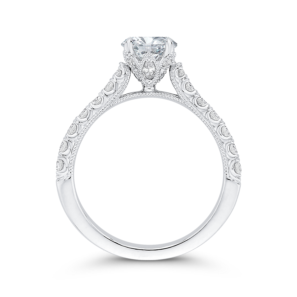 Round Diamond Engagement Ring in 14K White Gold (Semi-Mount)