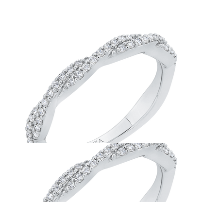 Diamond Crossover Shank Half-Eternity Wedding Band in 14K White Gold
