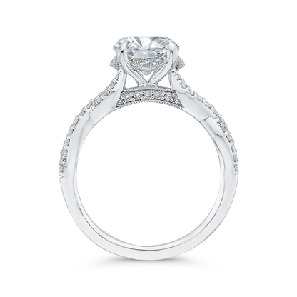 Round Diamond Crossover Shank Engagement Ring in 14K White Gold (Semi-Mount)