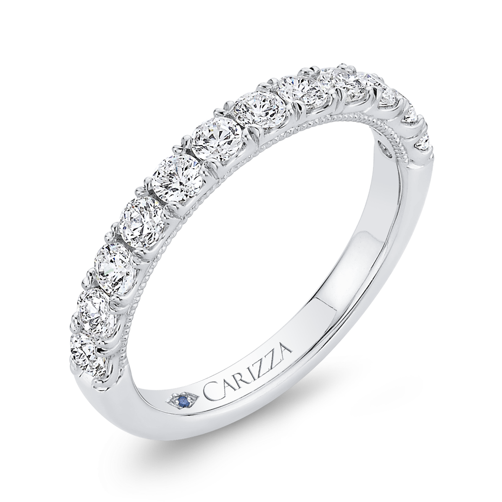 Half-Eternity Round Diamond Wedding Band in 14K White Gold