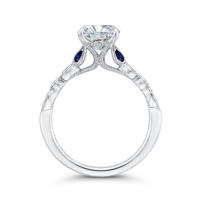 Round Diamond Engagement Ring with Sapphire in 14K White Gold (Semi-Mount)