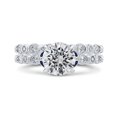 Round Diamond Engagement Ring with Sapphire in 14K White Gold (Semi-Mount)