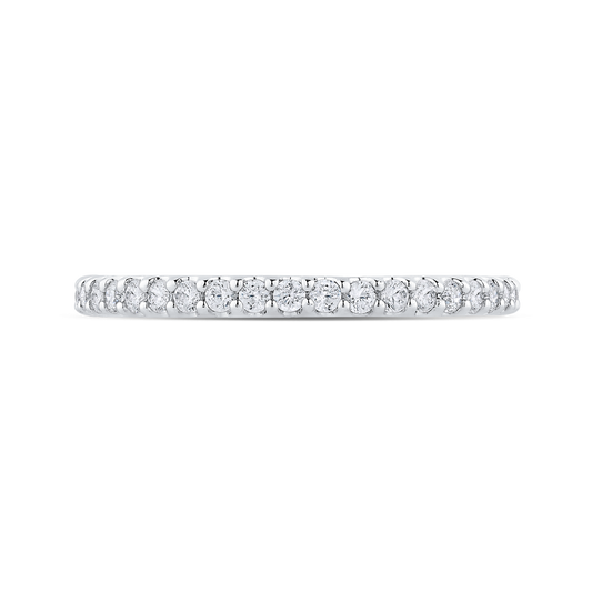 Round Diamond Half-Eternity Wedding Band in 14K Two Tone Gold