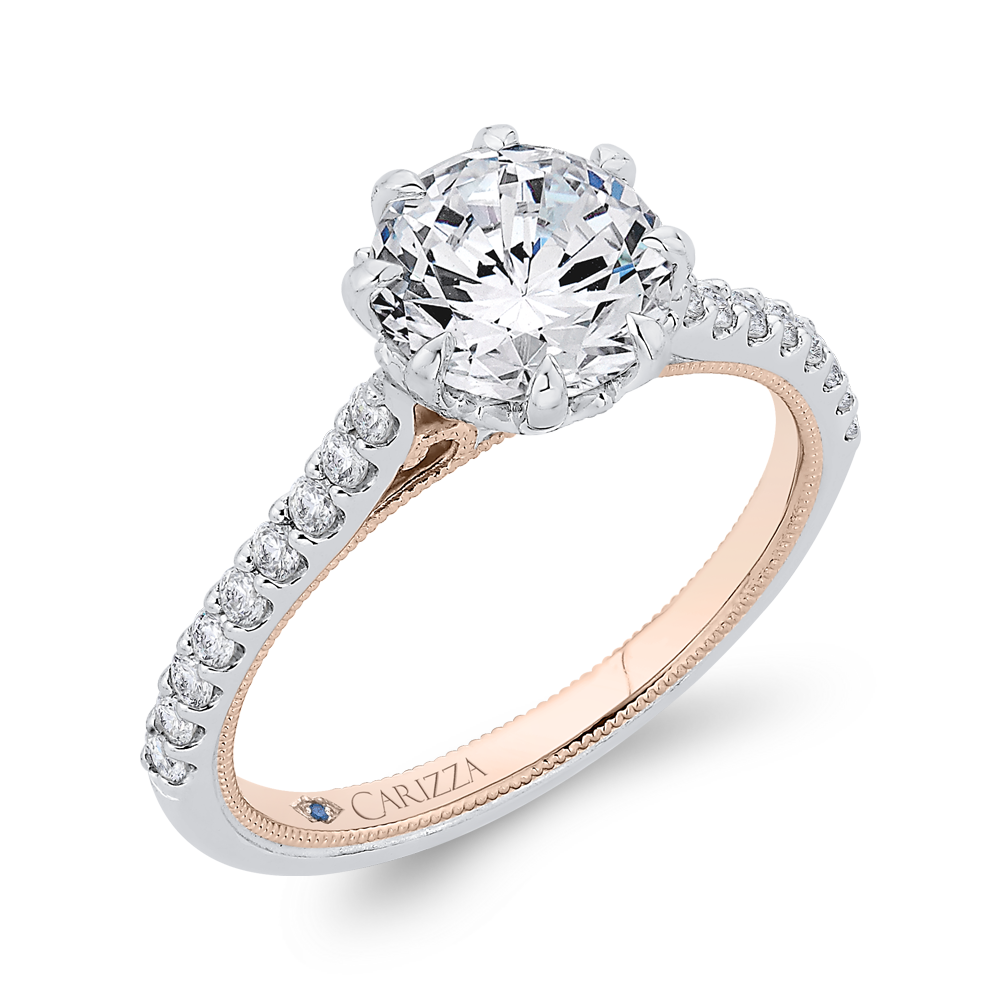 Round Diamond Engagement Ring in 14K Two Tone Gold (Semi-Mount)