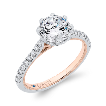 Round Diamond Engagement Ring in 14K Two Tone Gold (Semi-Mount)