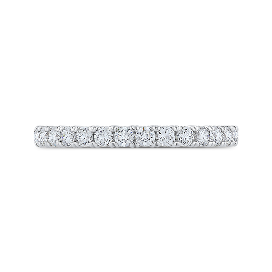 Round Diamond Half-Eternity Wedding Band in 14K White Gold