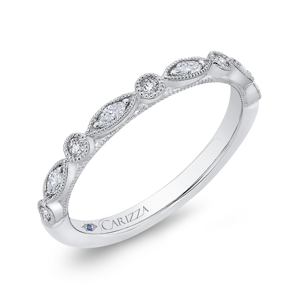 Round Diamond Half-Eternity Wedding Band in 14K White Gold