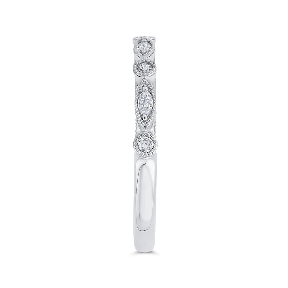 Round Diamond Half-Eternity Wedding Band in 14K White Gold