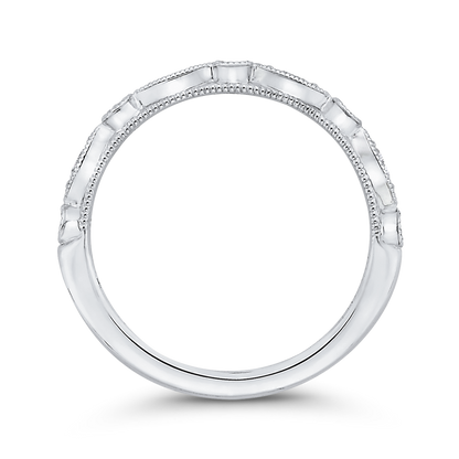 Round Diamond Half-Eternity Wedding Band in 14K White Gold