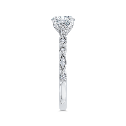 Round Diamond Engagement Ring In 14K White Gold (Semi-Mount)