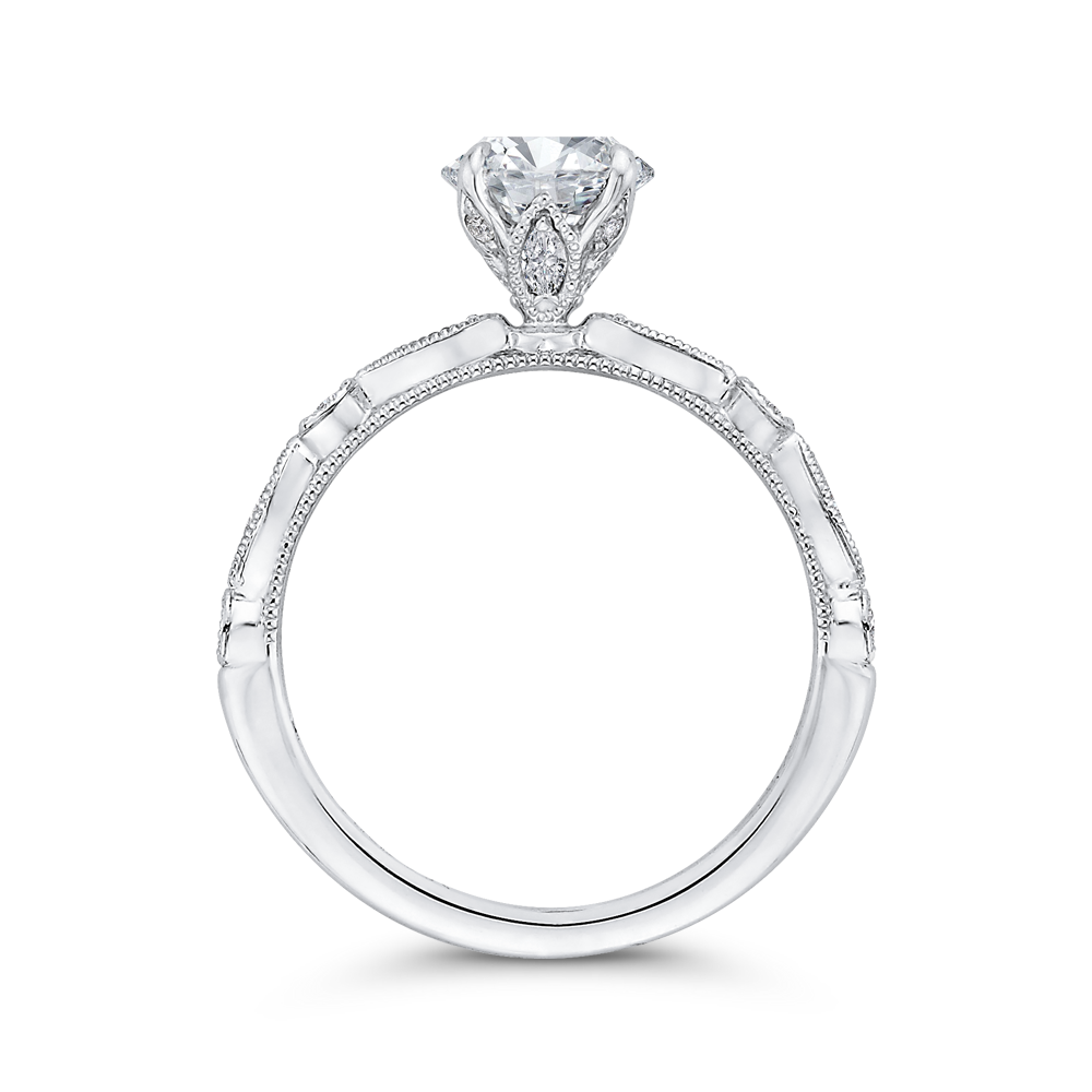 Round Diamond Engagement Ring In 14K White Gold (Semi-Mount)