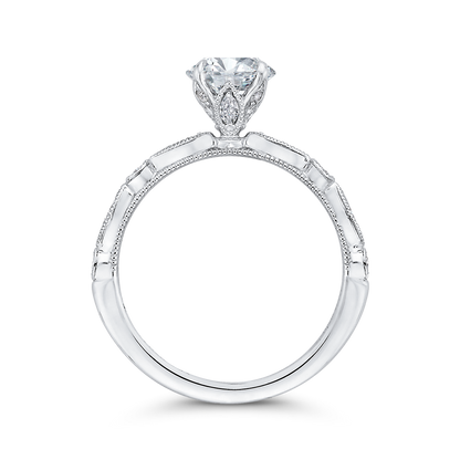 Round Diamond Engagement Ring In 14K White Gold (Semi-Mount)