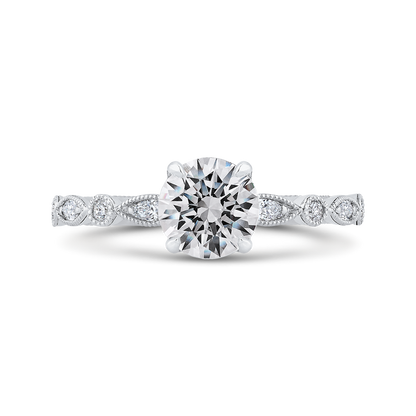 Round Diamond Engagement Ring In 14K White Gold (Semi-Mount)