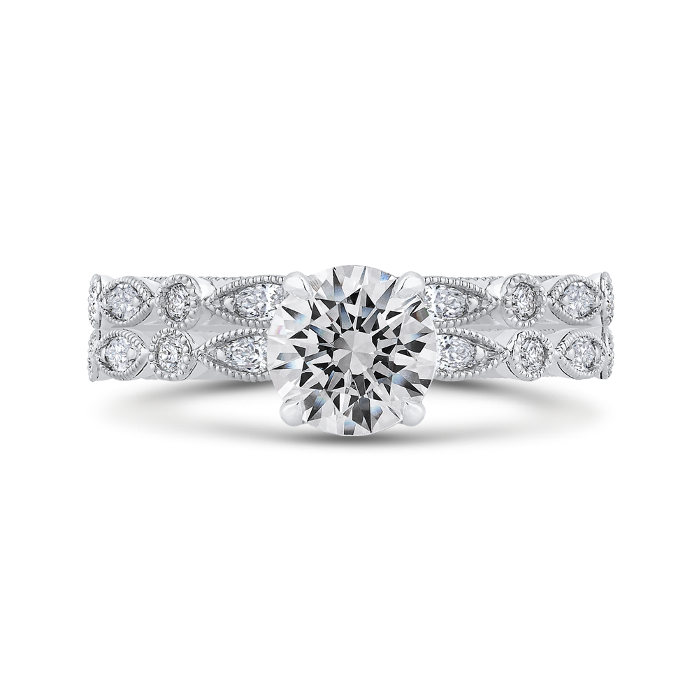 Round Diamond Engagement Ring in 14K White Gold (Semi-Mount)