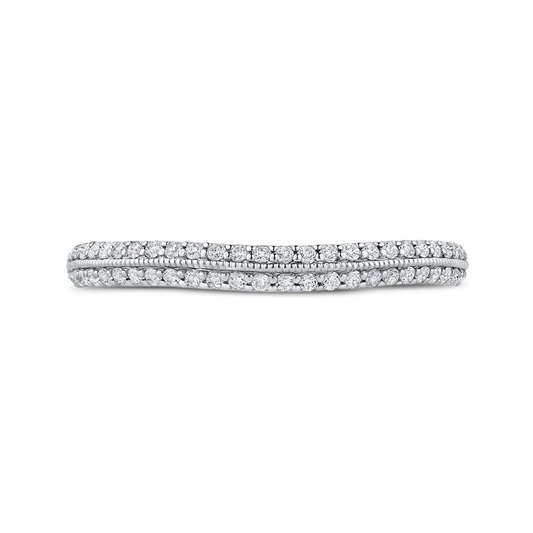 Round Diamond Half-Eternity Wedding Band in 14K Two Tone Gold