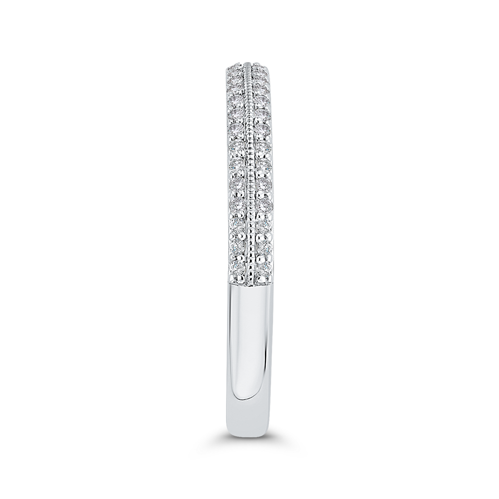 Round Diamond Half-Eternity Wedding Band in 14K Two Tone Gold