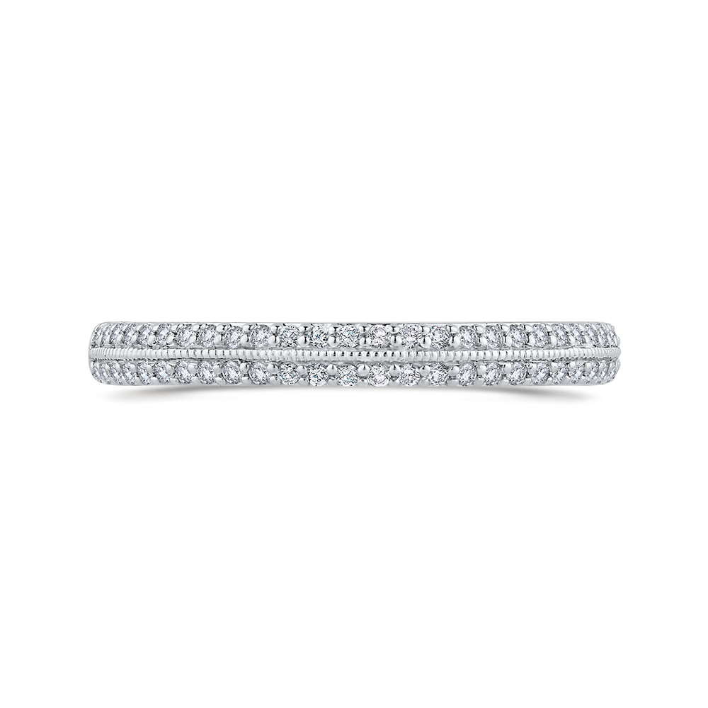Round Diamond Half-Eternity Wedding Band in 14K Two Tone Gold