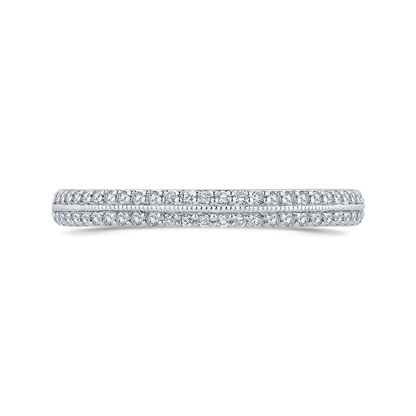 Round Diamond Half-Eternity Wedding Band in 14K Two Tone Gold