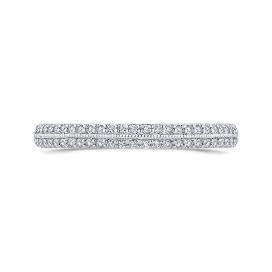 Round Diamond Half-Eternity Wedding Band in 14K Two Tone Gold
