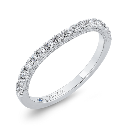 Round Diamond Half-Eternity Wedding Band in 14K White Gold