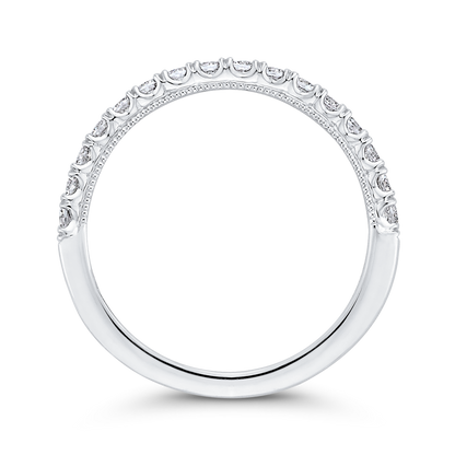 Round Diamond Half-Eternity Wedding Band in 14K White Gold