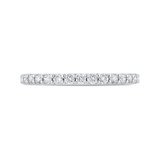 Round Diamond Half-Eternity Wedding Band in 14K White Gold