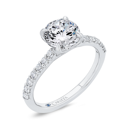 Round Diamond Engagement Ring In 14K White Gold (Semi-Mount)