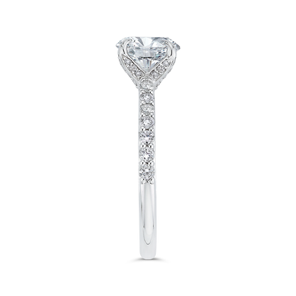 Round Diamond Engagement Ring In 14K White Gold (Semi-Mount)