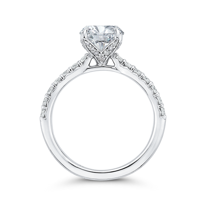 Round Diamond Engagement Ring In 14K White Gold (Semi-Mount)
