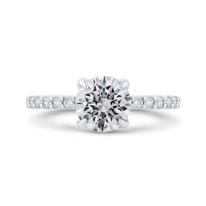 Round Diamond Engagement Ring In 14K White Gold (Semi-Mount)