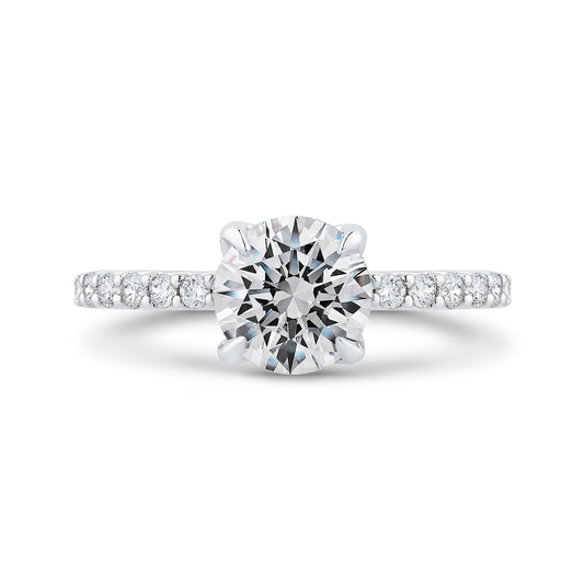 Round Diamond Engagement Ring in 14K White Gold (Semi-Mount)