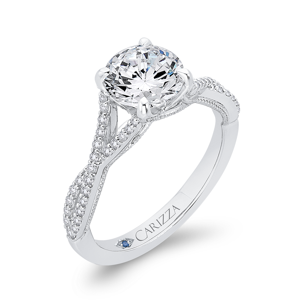 Split Shank Round Diamond Engagement Ring in 14K White Gold (Semi-Mount)