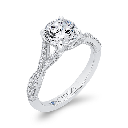 Split Shank Round Diamond Engagement Ring in 14K White Gold (Semi-Mount)