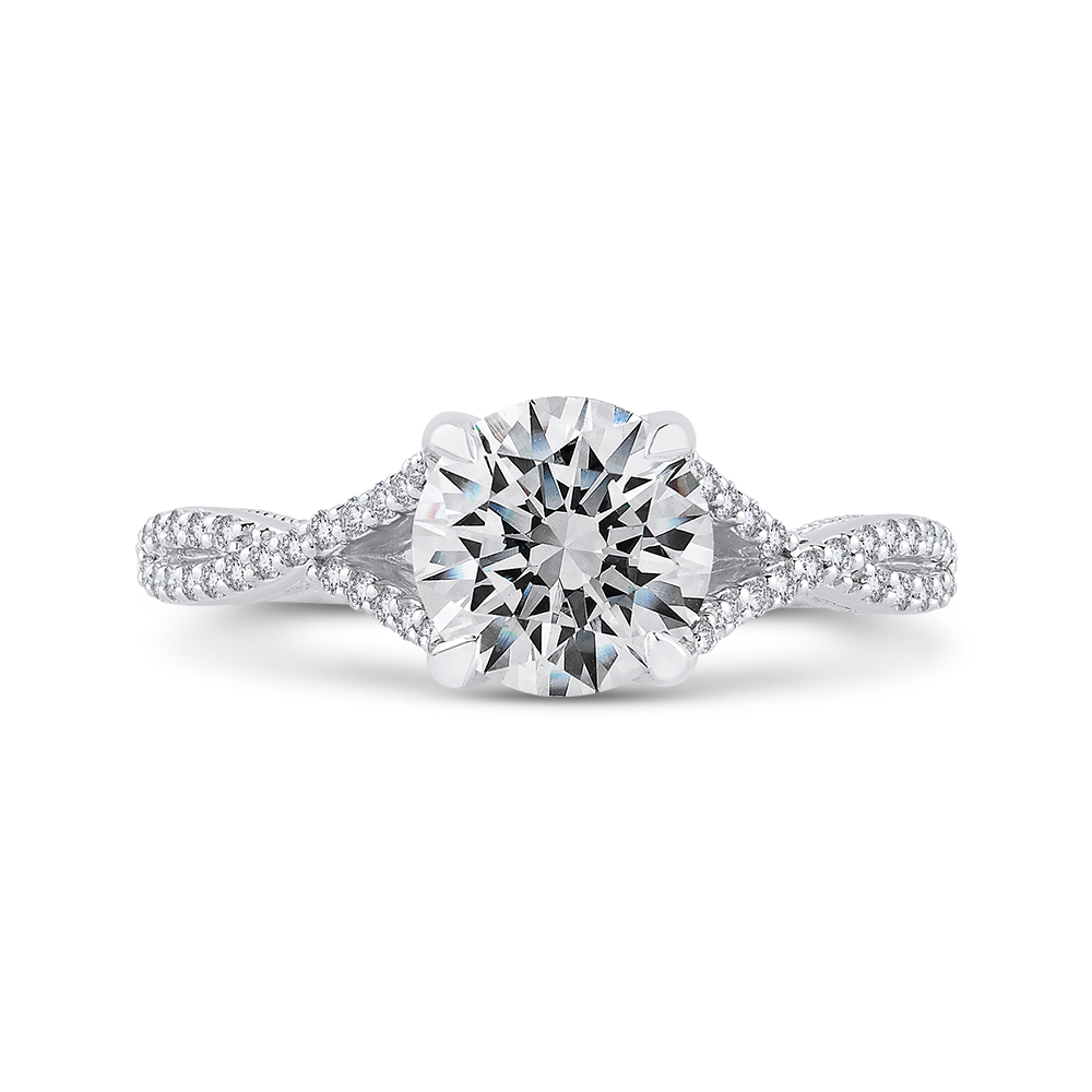 Split Shank Round Diamond Engagement Ring in 14K White Gold (Semi-Mount)