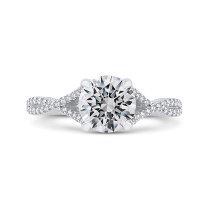 Split Shank Round Diamond Engagement Ring in 14K White Gold (Semi-Mount)