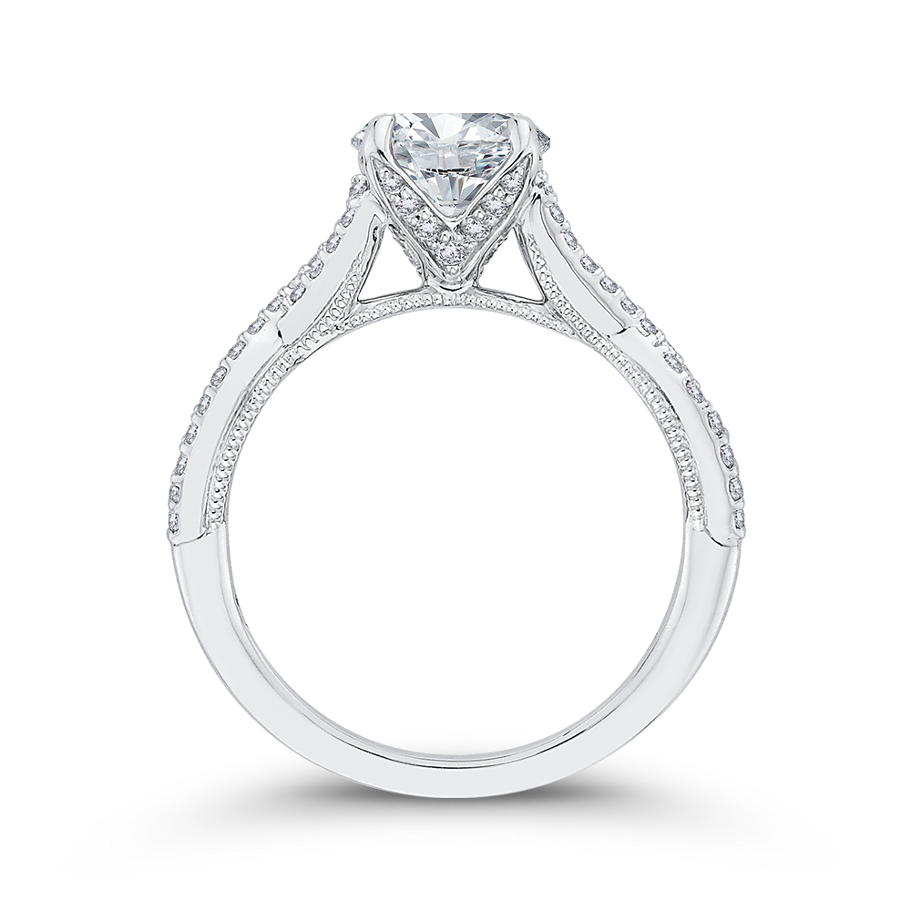 Split Shank Round Diamond Engagement Ring in 14K White Gold (Semi-Mount)