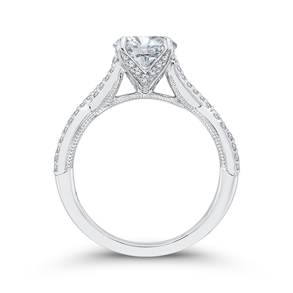 Split Shank Round Diamond Engagement Ring in 14K White Gold (Semi-Mount)