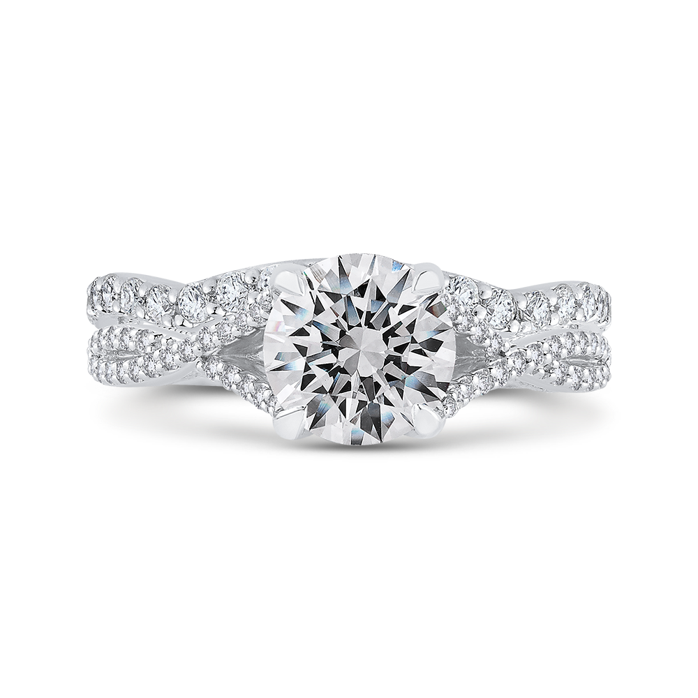 Split Shank Round Diamond Engagement Ring in 14K White Gold (Semi-Mount)