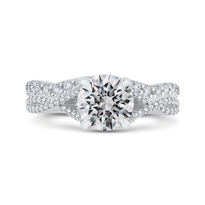 Split Shank Round Diamond Engagement Ring in 14K White Gold (Semi-Mount)