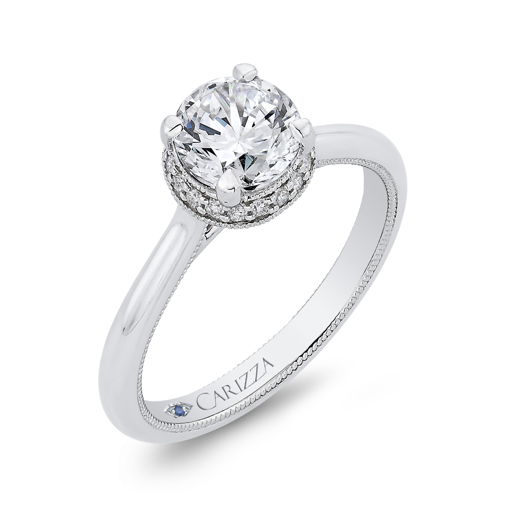 Round Diamond Engagement Ring in 14K White Gold (Semi-Mount)