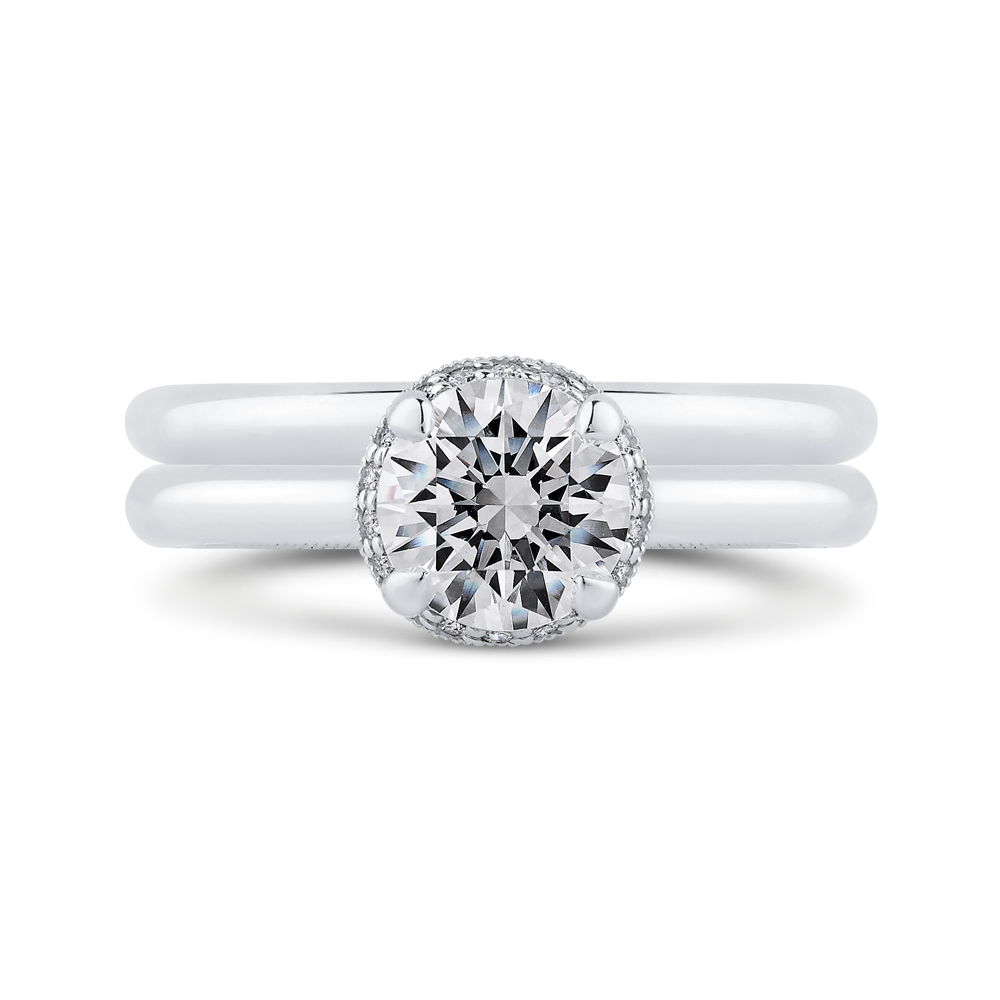 Round Diamond Engagement Ring in 14K White Gold (Semi-Mount)