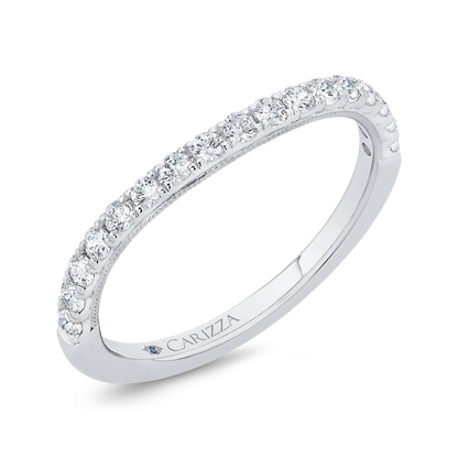Round Half Run Diamond Wedding Band in 14K White Gold