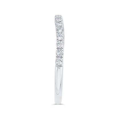 Round Half Run Diamond Wedding Band in 14K White Gold